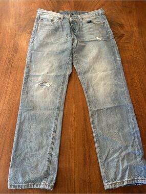 Levi's 501 faded light blue straight-leg jeans